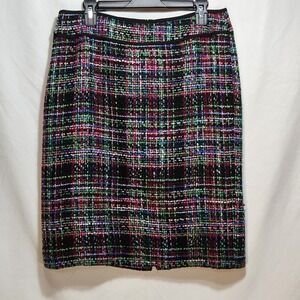 Talbots Tweed Pencil Skirt Multicolored Academia Contemporary Size 10 Lined Wool
